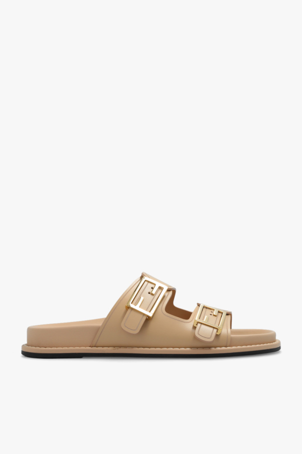 Fendi embroidered leather slide sandal best sale